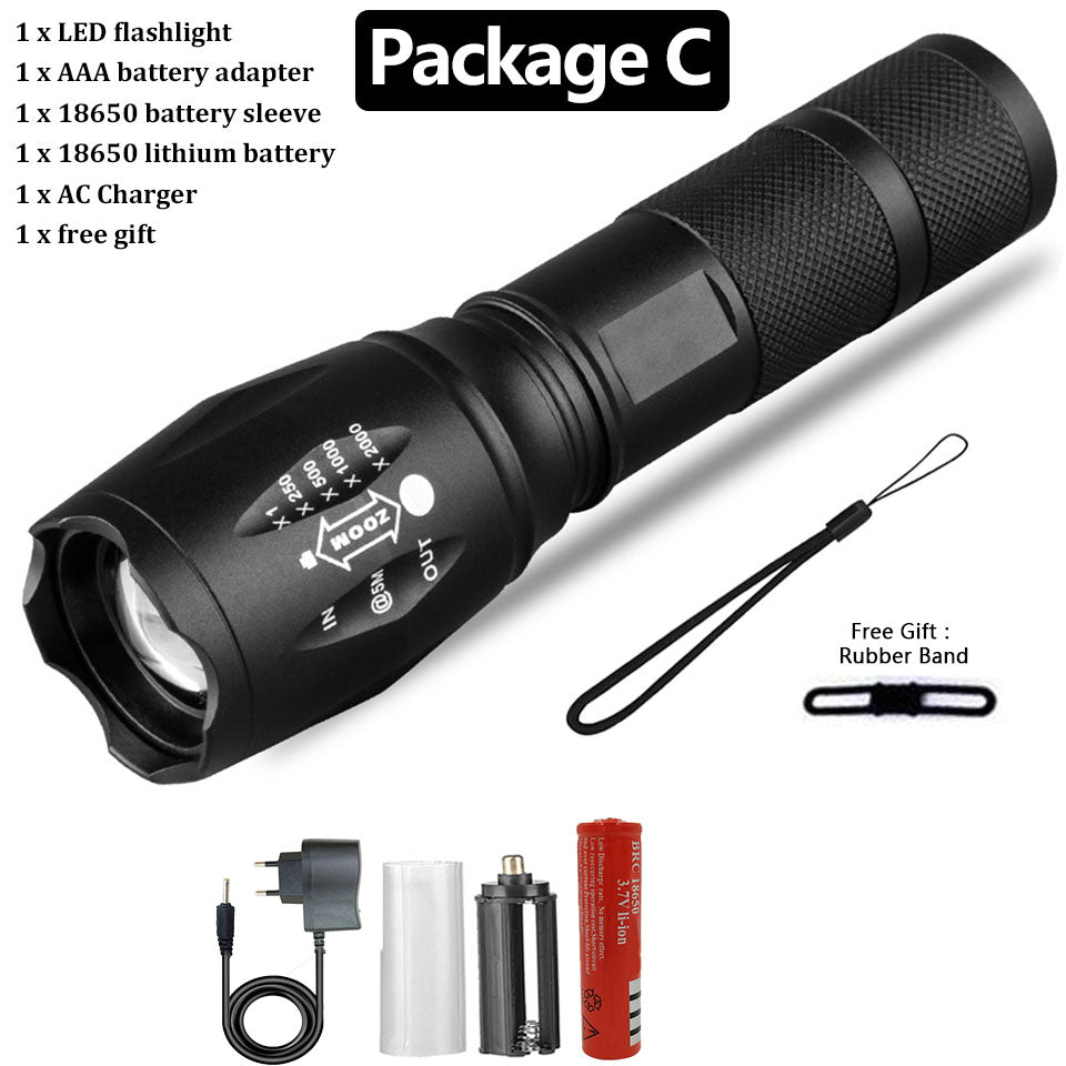 Strong Light Flashlight Special Forces Rechargeable Home Self-Defense Waterproof Riding Mini Camping Premium Super Bright Flashlight SwagDials