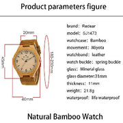 Women's Engraved Bamboo Photo Watch Wooden Leather Strap 40mm SwagDials