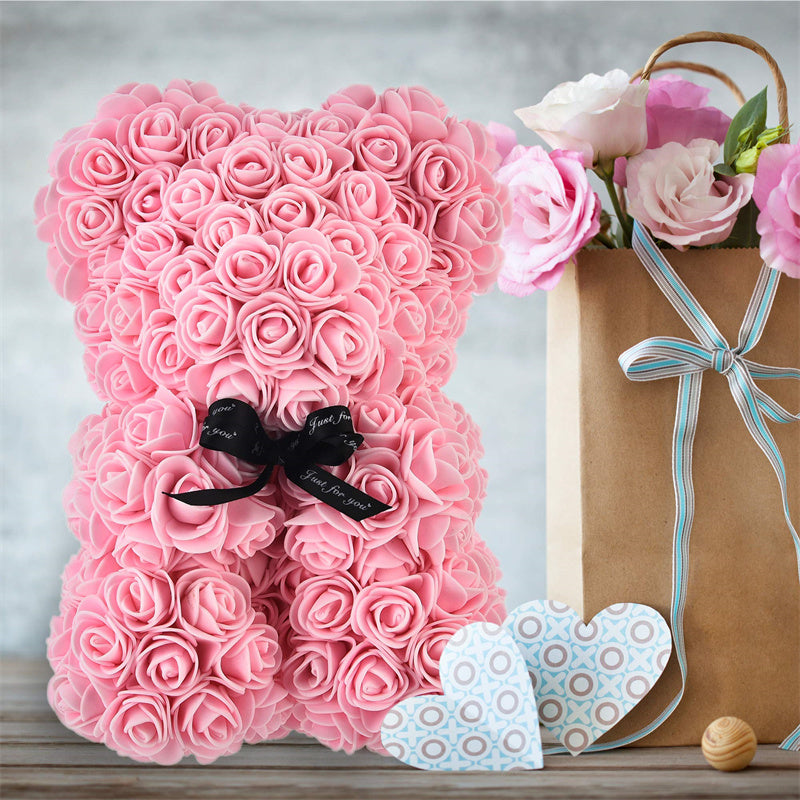 Valentine's Day Gift Rose Bear Eternal Flower Rose Teddy Bear PE Foam Bear 25cm Valentines Day SwagDials