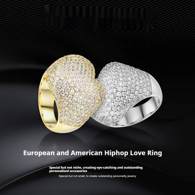 Hip Hop Zircon Ring Ornament Trendy Hiphop Full Inlaid - SwagDials