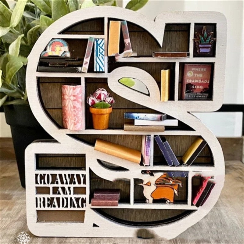 Custom Initial Book Lover Miniature Bookshelf SwagDials