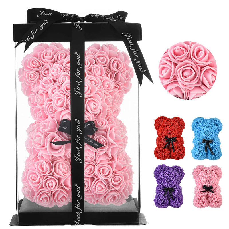 Valentine's Day Gift Rose Bear Eternal Flower Rose Teddy Bear PE Foam Bear 25cm Valentines Day SwagDials