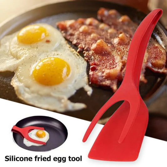2 In 1 Grip And Flip Tongs Egg Spatula Tongs Clamp Pancake Fried Egg French Toast Omelet Overturned Kitchen Accessories SwagDials