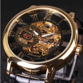 Hollow Mechanical Skeleton Transparent  Leather Watch SwagDials