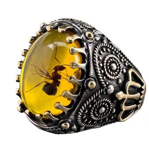 Fashion Jewelry Personality Retro Two-color Men's Foreign Trade Black Agate Ring SwagDials